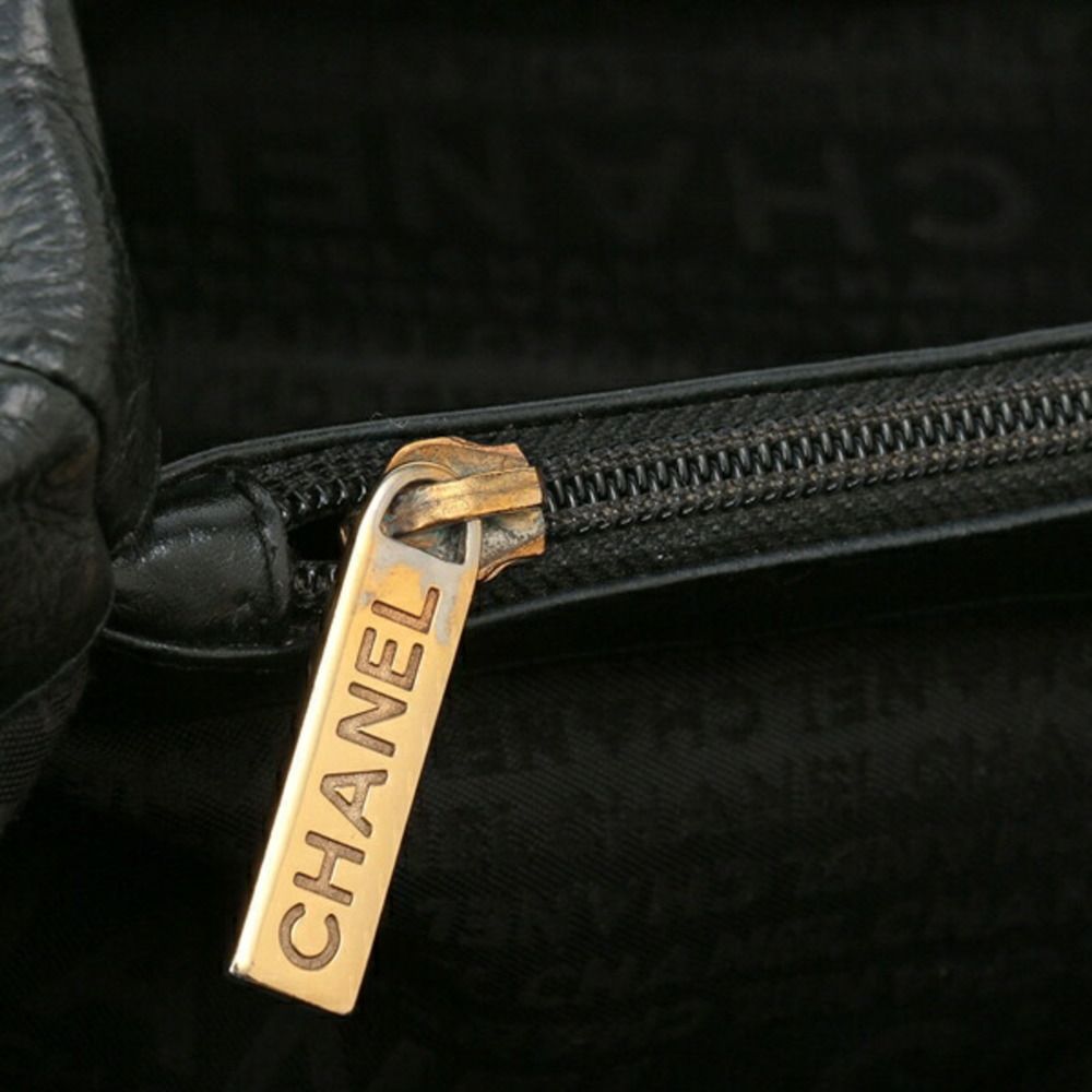 Caviar Skin Leather Cowhide Black Champagne Gold Metal Fittings - Picture 5 of 6